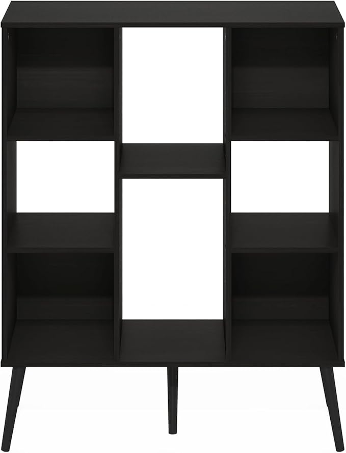 Furinno Claude Mid Century Style Book Shelf, 8-Cube Bookshelf, Cube Storage Organizer Bookcase with Wood Legs, 10.9 x 31.5 x 39.3, for Living Room, Bedroom, Home Office, Espresso