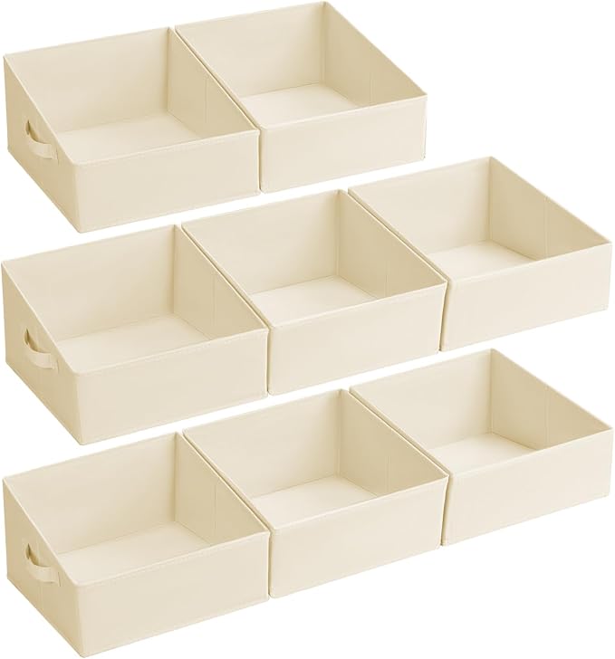 DIMJ Closet Storage Bins 8 Pack - Fabric Trapezoid Closet Organizer Bin, Foldable Storage Baskets for Shelves, Closet Shelf Organizer, Clothing Storage Box for Toys, Books, Towel, Clothes