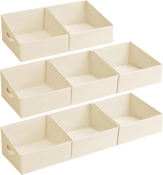 DIMJ Closet Storage Bins 8 Pack - Fabric Trapezoid Closet Organizer Bin, Foldable Storage Baskets for Shelves, Closet Shelf Organizer, Clothing Storage Box for Toys, Books, Towel, Clothes