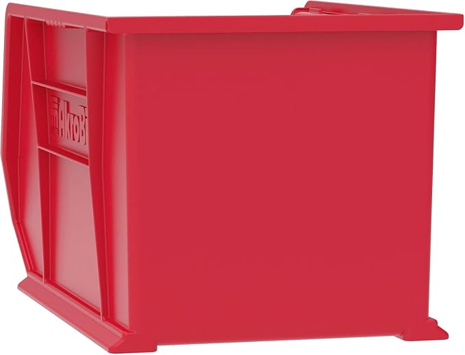 Akro-Mils 30270 AkroBins Plastic Storage Bins, 18"x16"x11", Red, 3-Pack | Space-Saving Stackable Bins for Garage, Pantry, Craft Organization