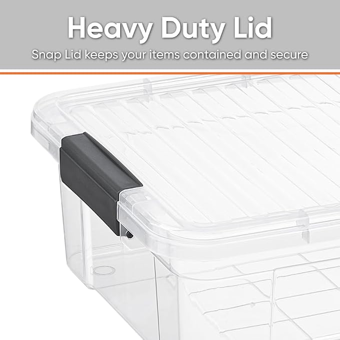 Superio Storage Bins with Lids, Clear Plastic Containers for Organizing, Stackable Totes, BPA Free, Odor Free, Organizer Boxes for Home, and Dorm