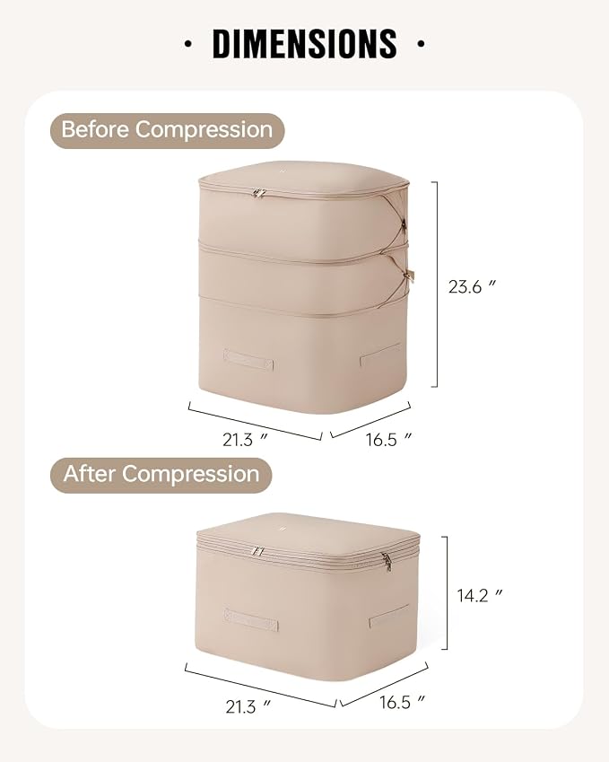 Eachy 2-Pack Comforter Storage Bag Blanket Storage Bags, Compression Storage Bags for Blanket Comforter, Ultra Space Saving Self Compression Organizer
