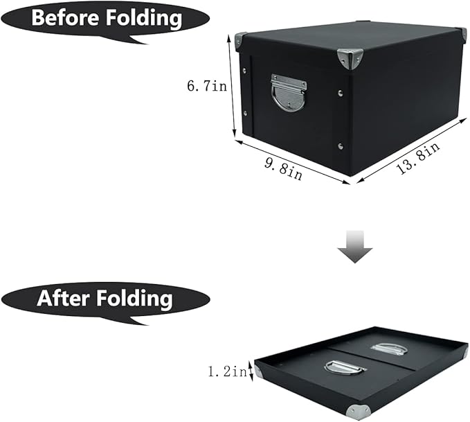 GUOZI Collapsible Storage Box, Decorative Memory Box with Lid & Metal Reinforced Corners, Cardboard File Bin with Handles, Organizer Gift Box for Keepsake Toy Photos Office Nursery Wardrobe Bookshelf | Reinforced metal corners. Easy-grip handles. Stora...