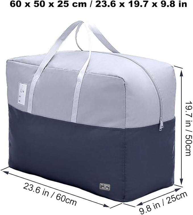 75L large Zipper Under-bed Comforter Storage Bag,2park moving bag | (2) Folding Blanket Storage Bag with Reinforced Handle, Bedding, Quilt, Clothes, Pillows, travel storage organizer, Grey