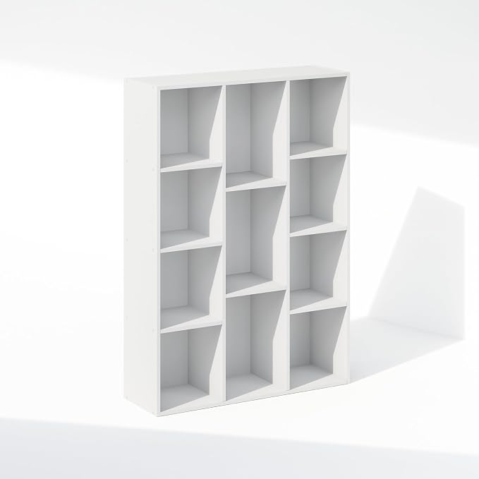 Furinno Reed Closet Organizers and Storage, 11-Cube Closet Organizer, Open Shelf Closet Storage, for Wardrobe, Bedroom, Living Room, White
