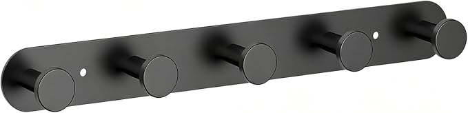 Coat Hooks - Coat Rack Wall Mount - Matte Black (1 Pack) | Stainless Steel Coat Rack Whit 5 Hooks, 14 Inches Hat Rack, Key Holder for Wall, Towel Hook, Towel Racks for Bathroom