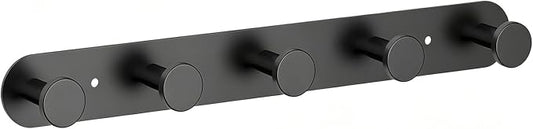 Coat Hooks - Coat Rack Wall Mount - Matte Black (1 Pack) | Stainless Steel Coat Rack Whit 5 Hooks, 14 Inches Hat Rack, Key Holder for Wall, Towel Hook, Towel Racks for Bathroom