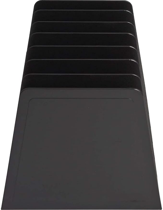 1InTheOffice Desktop File Organizer Vertical, Mail Organizer, 7 Compartments Office File Sorter, 4-3/4" H x 8-3/4" W x 5-1/2" D, Plastic, Black 2 Pack