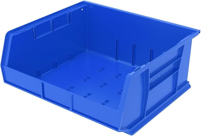 Akro-Mils 30250 AkroBins Plastic Storage Bins, 15"x16"x7", Blue, 6-Pack | Space-Saving Stackable Bins for Garage, Pantry, Craft Organization
