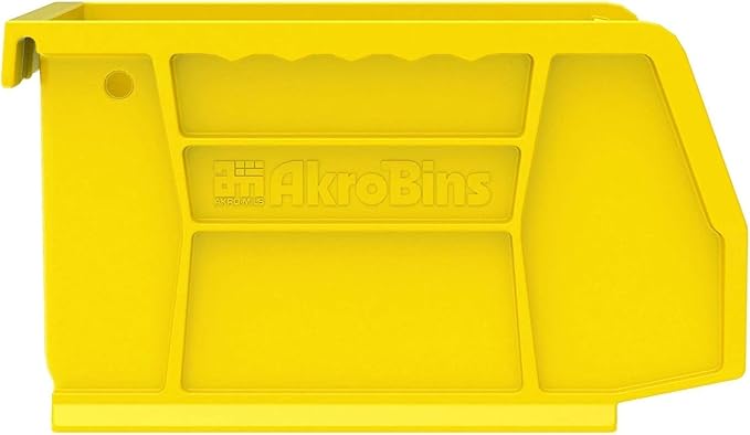 Akro-Mils 30210 AkroBins Plastic Storage Bins, 5"x4"x3", Yellow, 24-Pack | Space-Saving Stackable Bins for Garage, Pantry, Craft Organization