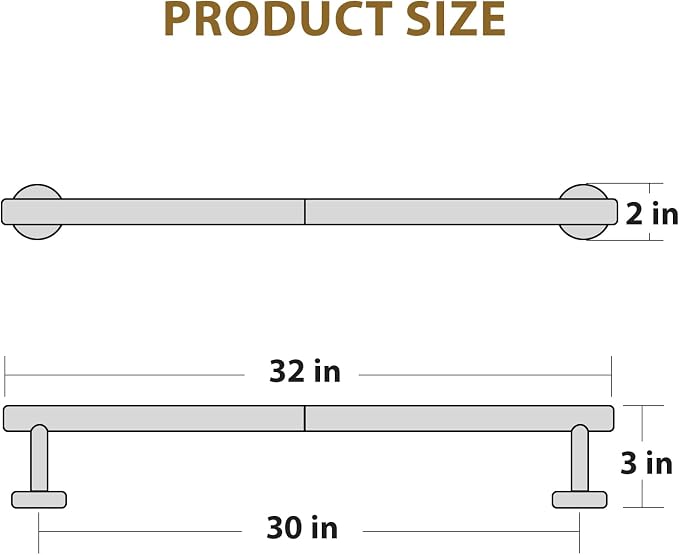 Luxbaro 30 Inch Matte Black Towel Bar, Thicken, Total Length 32-Inch | Towel Rack for Bathroom Wall, SUS304 Stainless Steel Towel Rod, Modern Home Decor