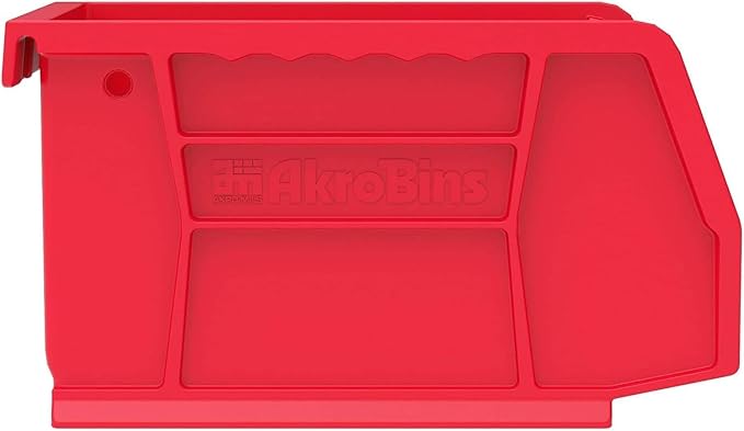 Akro-Mils 30210 AkroBins Plastic Storage Bins, 5"x4"x3", Red, 24-Pack | Space-Saving Stackable Bins for Garage, Pantry, Craft Organization