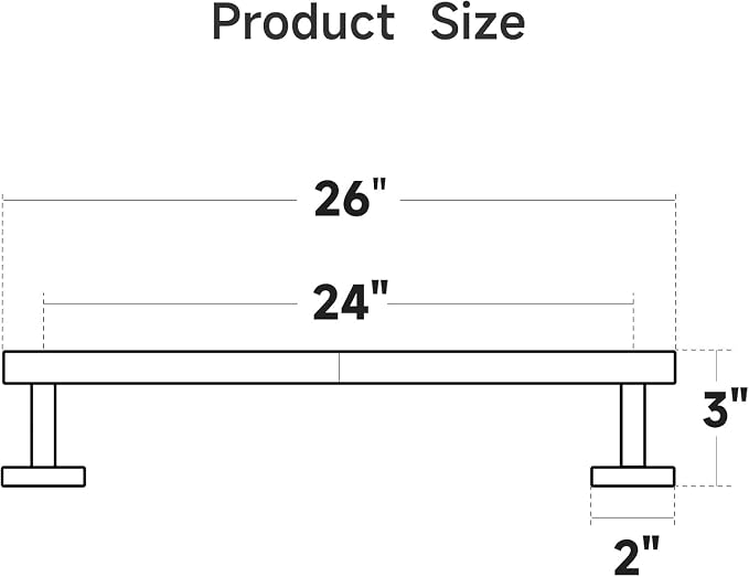 USHOWER 2-Pack Brushed Nickel Towel Bar, 24-Inch Towel Racks for Bathroom | Thicken SUS304 Stainless Steel Towel Rod, Towel Holder Wall-Mounted, Modern Home Decor (Total Length 26-Inch)