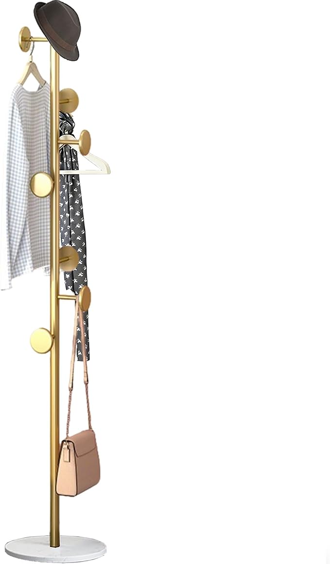 coat rack freestanding coat tree Marble base 3 height options metal coat rack jacket coat bag perchero heavy duty coat rack Available for hall office entryway gold coat rack (gold)