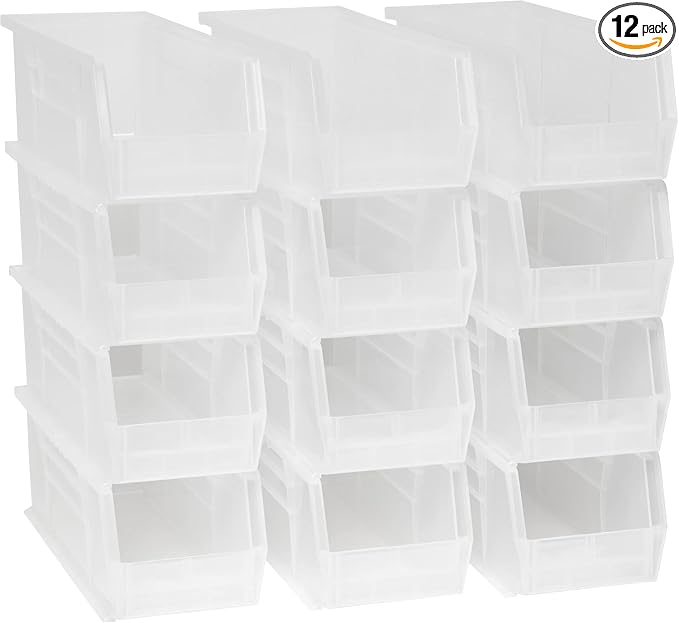 Akro-Mils 30234 AkroBins Plastic Storage Bins, 15"x5"x5", Clear, 12-Pack