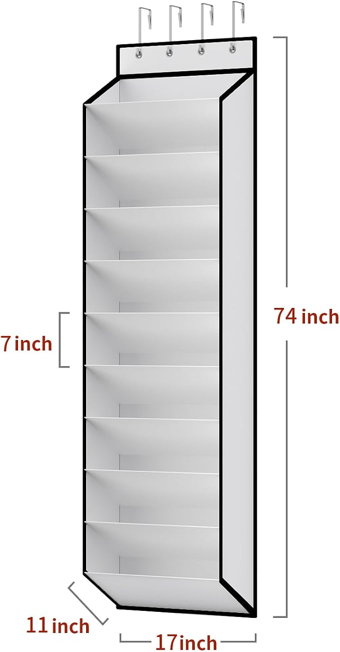 KEEPJOY 10 Tiers White Over Door Shoe Organizer Storage, Hanging Shoe Holder for Door with Large Deep Pockets, Fit 20-30 Pairs Shoe Rack for Sneakers, Boots (White)