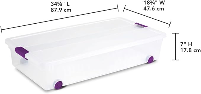 Sterilite 4-Pack 60 Quart ClearView Latch Box, Wheeled Organizer Bins with Latching Lids - Clear Plastic Organization Containers for Closet, Bedroom, Shelving Units and Everyday Home Storage