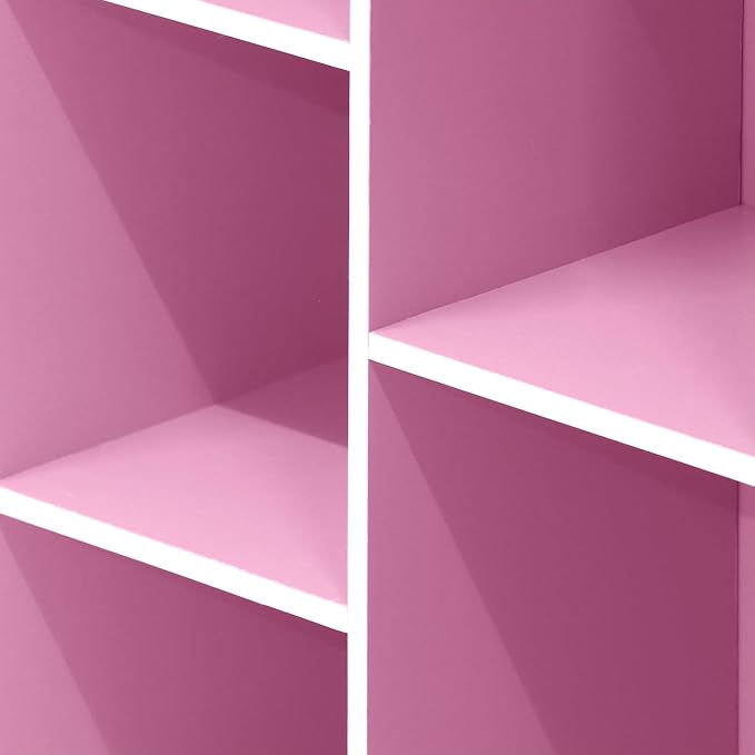 Furinno LUDER Book Shelf, 5-Cube Bookshelf, Reversible Bookcase, 9.4 x 19.5 x 31.5, Easy Assembly, for Living Room, Bedroom, Home Office, White/Pink