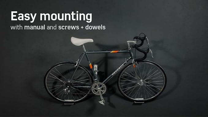 Borgen Bike Wall Mount Pedal Hook for E-Bikes, MTB & Road - Bicycle Wall Mount with Support Brackets and Wall Protection Pads, Suitable as Bike Rack Garage Bike Storage Shed and Bicycle Storage Indoor