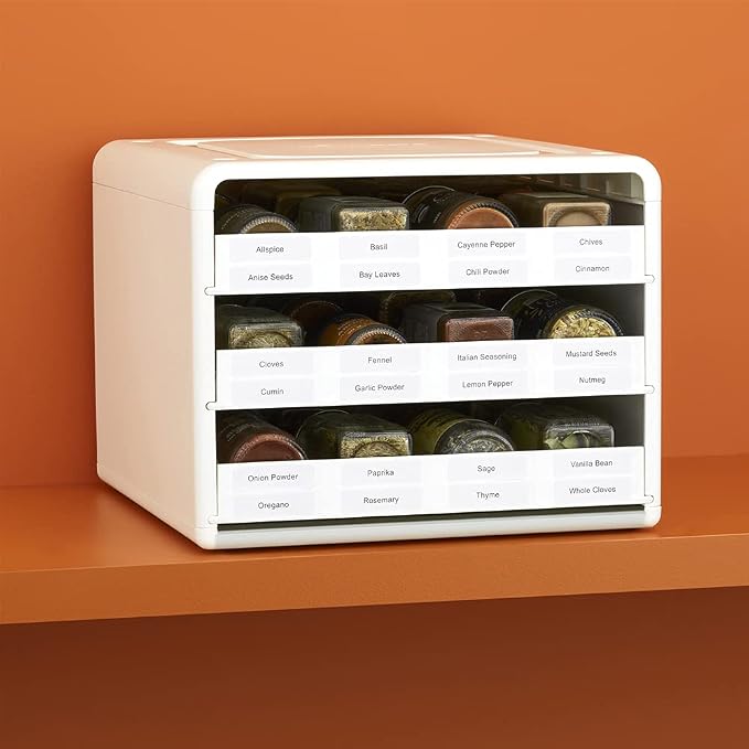 YouCopia SpiceStack® Adjustable Spice Rack Organizer, Pull-Down 24-Bottle Seasonings and Spices Holder for Kitchen Cabinet and Pantry Organization with 104 Included Labels | Adjustable