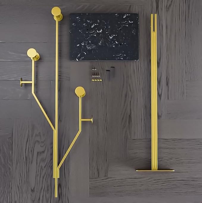 JIAYUEJU Freestanding Coat Rack Coat tree for Entryway Bedroom (Gold) | Tree-shaped, Easy Assembly, Space Saver, Heavy Duty, Metal Frame, Marble Base, 8 Hooks, Living Room, Office, Corner