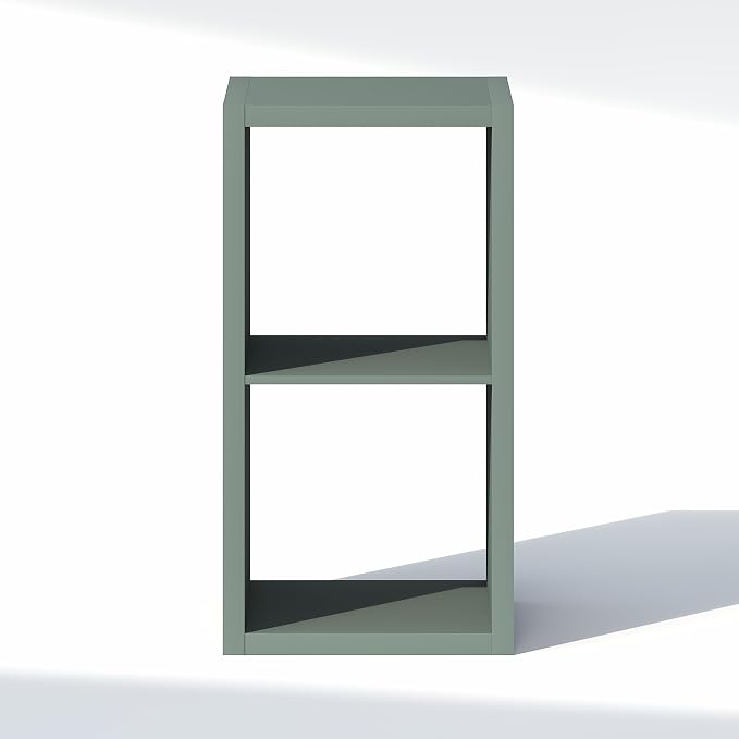 Furinno Cubic Extra Thick 2-Cube Closet Organizers and Storage, Sage Green | 14.6 x 16 x 30 in, Open Shelf Closet Storage, Closet Organizer, for Wardrobe, Bedroom, Living Room