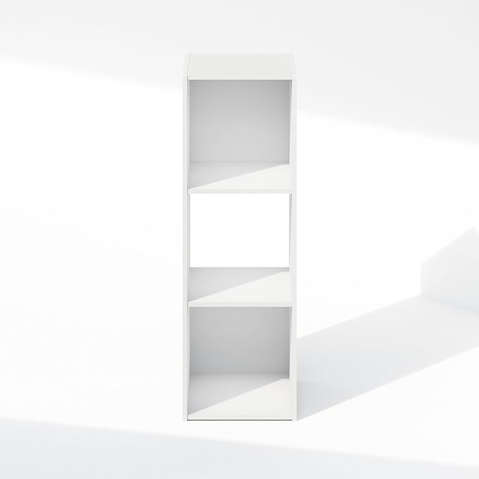 Furinno PELLI Book Shelf, 3-Cube Bookshelf, Cube Storage Organizer Bookcase, 11.7 x 12.1 x 35.4, for Living Room, Bedroom, Home Office, White