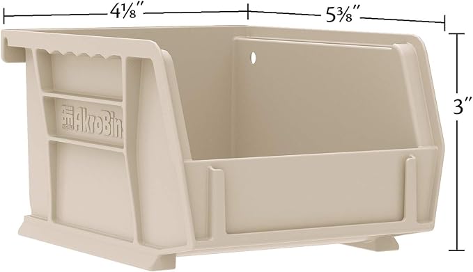 Akro-Mils 30210 AkroBins Plastic Storage Bins, Space-Saving Stackable Bins for Garage, Pantry, Craft Organization, 5" x 4" x 3", Yellow, 6-Pack