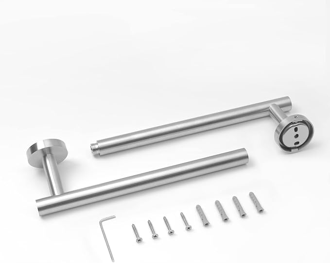 HITSLAM Brushed Nickel 18 Inch Towel Bar for Bathroom, SUS304 Stainless Steel Bathroom Towel Rack Wall Mounted, Modern Home Decor Bath Towel Holder with Hardware Accessories (Total Length 19.8 Inch)