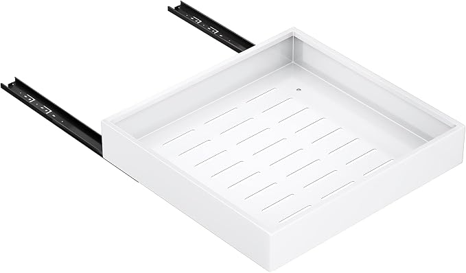 Pull out Cabinet Organizer,21"Deep, 20"Wide Heavy Duty Full-Extension Slide out Drawers Fixed with Nano Adhesive,Roll Out Shelves Sliding Cabinet for Kitchen,Bathroom,Pantry,under sink Storage(White)