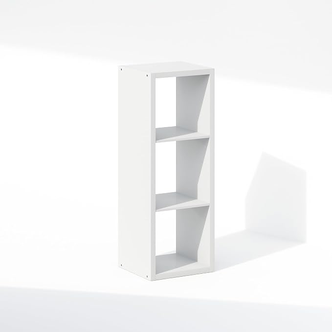 Furinno Cubic Extra Thick 3-Cube Closet Organizers and Storage, White | 14.6 x 16 x 44 in, Open Shelf Closet Storage, Closet Organizer, for Wardrobe, Bedroom, Living Room