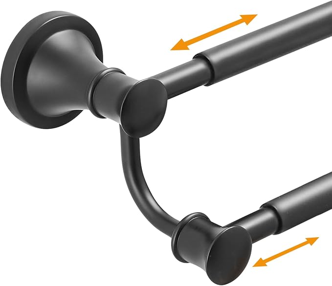 Hoimpro Double Towel Bar Towel Rack for Bathroom Holder Wall Mounted Black | Adjustable 16-26 In,Matte Black Wall Mounted, Stainless Steel, Rustproof, Towel Bar Rod Hanger Hardware Accessories Hotel