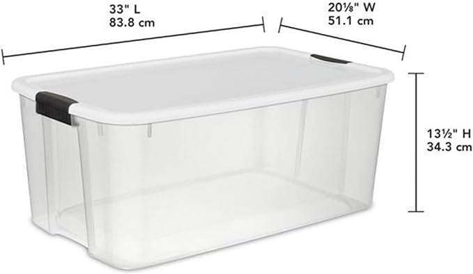 Sterilite Ultra Latch Box with Lids for Home and Office, 116 Quart, 8-Pack | Heavy-Duty and Stackable Plastic Containers with Latches for Closet, Cabinet, Bedroom, Bathroom and Dorm Room Organization