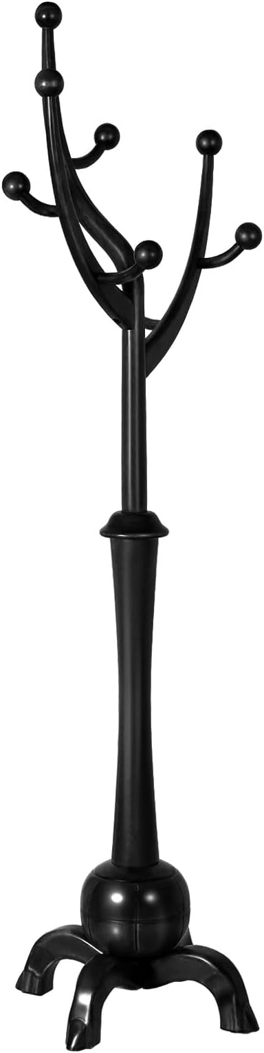 Bekrvio Black Freestanding Wood Coat Rack with 8 Hooks | Tree branch Design, Stable Sphere Base for Entryway, Hallway, Bedroom, Office, Apartment, Foyer; Hangs Coats, Hats, Bags