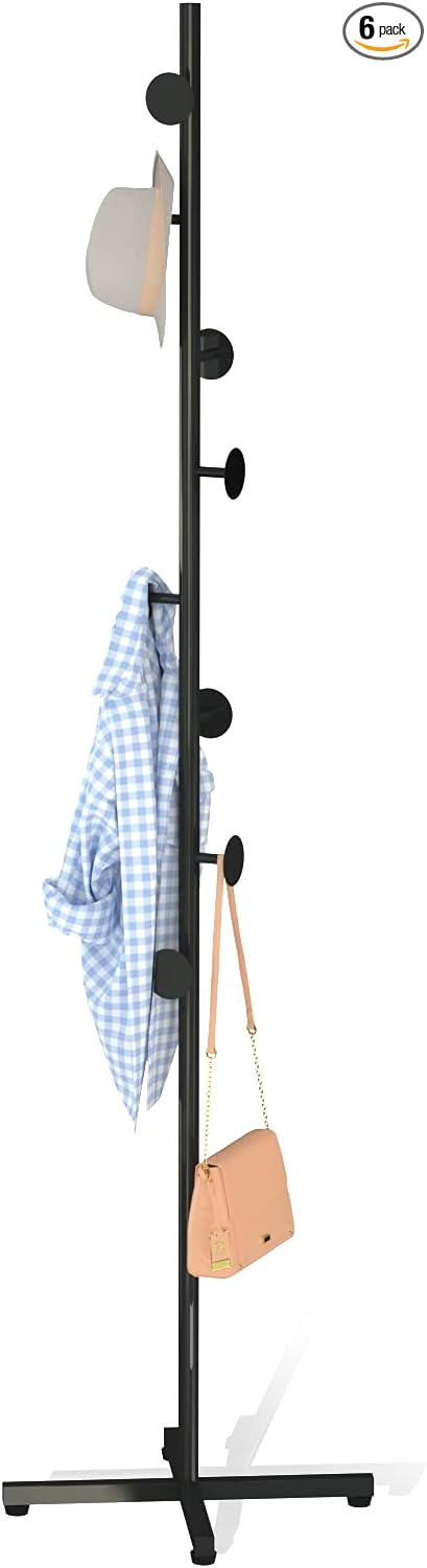 Coat Rack Freestanding, Black Coat Tree With 8 Hooks Metal Coat Stand for Entryway,Hallway, Bedroom, Office for Coats, Hanging Clothes, Jacket, Hats, Bags