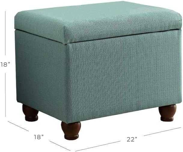 Spatial Order 22" Medium Rectangular Storage Ottoman - Aqua Linen