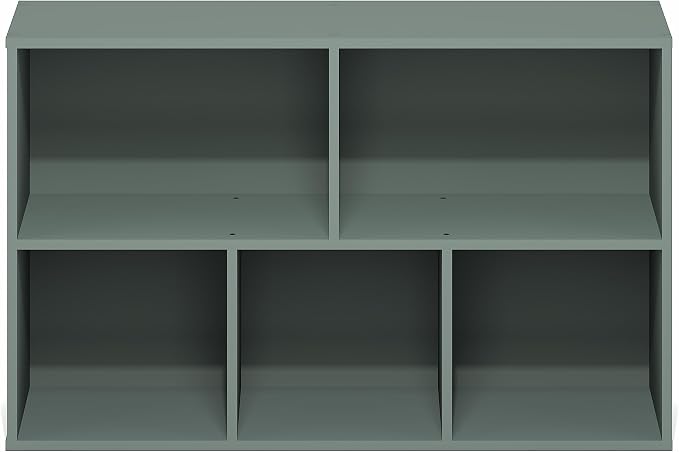 Furinno LUDER Book Shelf, 5-Cube Bookshelf, Reversible Bookcase, 9.4 x 19.5 x 31.5, Easy Assembly, for Living Room, Bedroom, Home Office, Sage Green