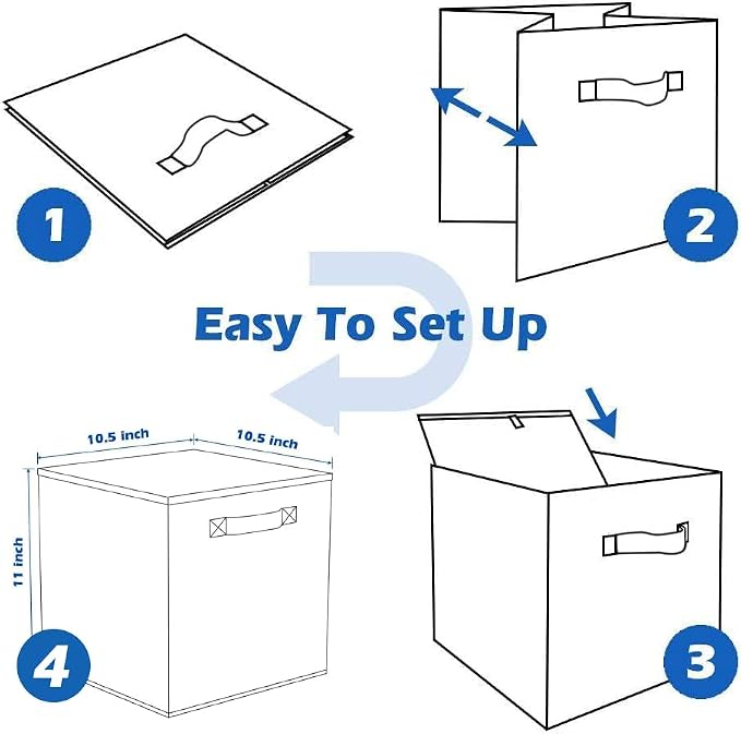 PowerKing Collapsible Storage Cubes, Farbic Storage Bins, Orange, 2 Pack | Sturdy, Lightweight, Easy Pull Handle, Closet & Shelf Organizer, Clothes and Toys Storage, 10.5'' x 11'' x 10.5''