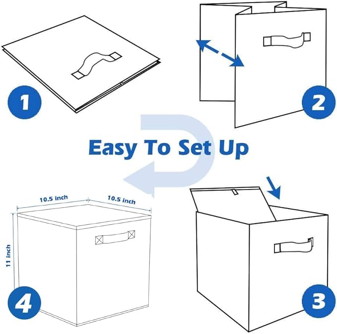PowerKing Collapsible Storage Cubes, Farbic Storage Bins, Green, 2 Pack | Sturdy, Lightweight, Easy Pull Handle, Closet & Shelf Organizer, Clothes and Toys Storage, 10.5'' x 11'' x 10.5''
