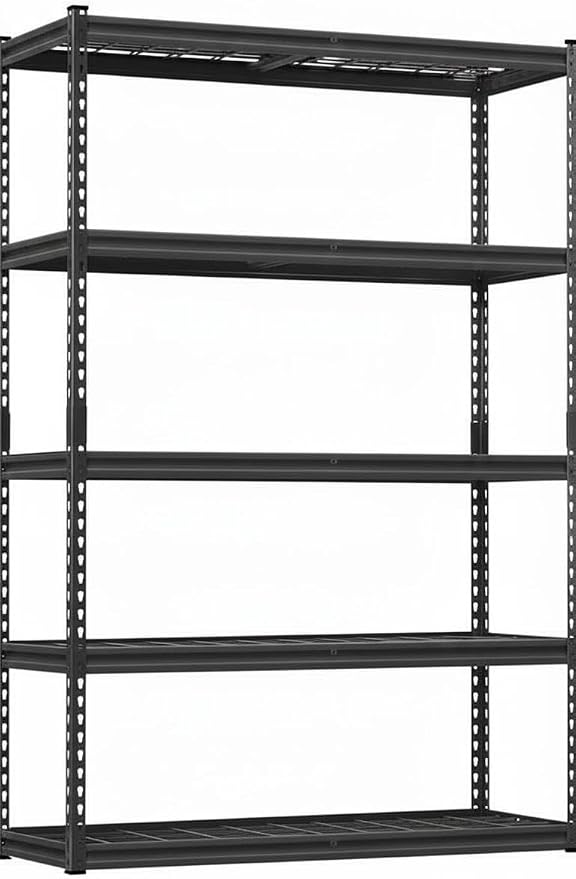 Garage Storage Shelves 5 Tiers, Heavy Duty Storage Shelving Racks with 2500 LBS Capacity, 48 in L x 18 in W x 72 in H Metal Adjustable Utility Shelving Unit for Garage Organization, Basement, Workshop