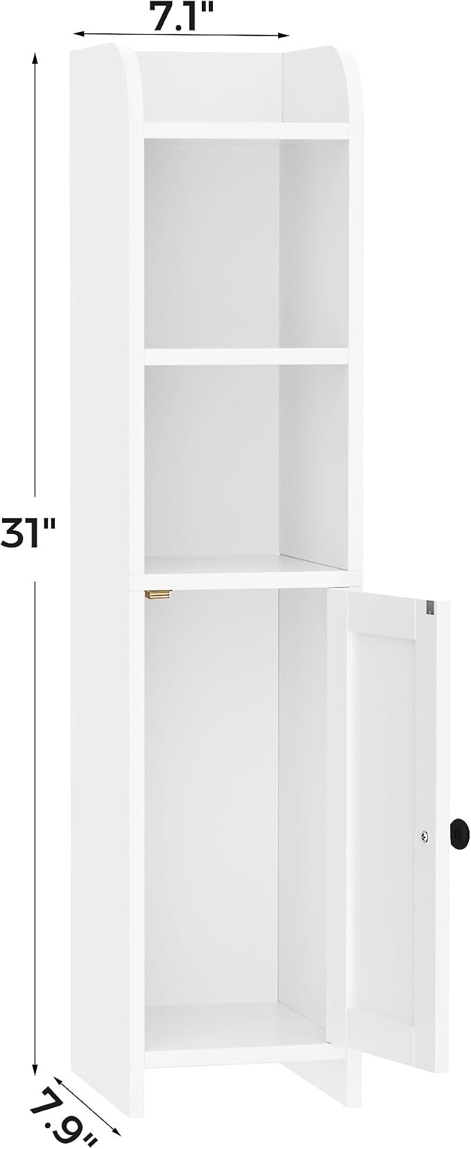 Homhedy Small Bathroom Storage Cabinet, Narrow Toilet Paper Cabinet | Corner Floor Cabinet with Door and Shelves, Slim Bathroom Cabinet for Small Spaces, 7.9" D x 7.1" W x 31" H, White