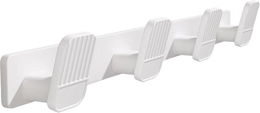 Coat Rack Wall Mount Coat Hooks - White Hook Rack with 4 Hooks Aluminum Wall Rack Hooks for Hanging Coat Hat Bag Towel Hanger Rustproof Coat Holder