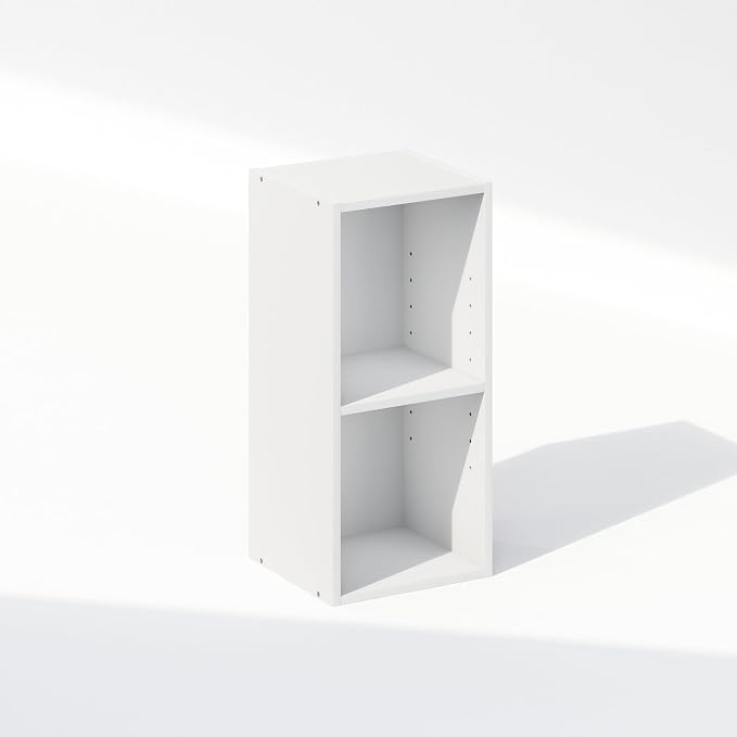 Furinno Reed 2-Tier Closet Organizers and Storage, Closet Organizer, Open Shelf Closet Storage, for Wardrobe, Bedroom, Living Room, 10-Inch Width, White