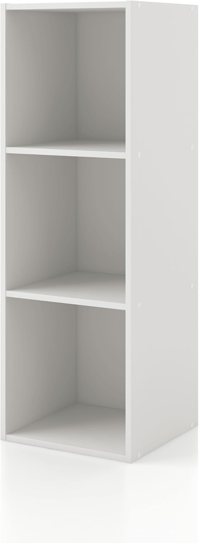 Homes: Inside + Out Apexa 3-Cube Storage Organizer Shelves, Stackable Wood Bookcase Fits Cubby Bins for Organization, Dorm Teen Room Decor & Home Office, White