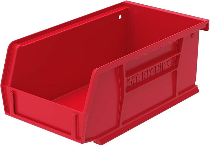 Akro-Mils 30220 AkroBins Plastic Storage Bins, 7"x4"x3", Red, 24-Pack | Space-Saving Stackable Bins for Garage, Pantry, Craft Organization