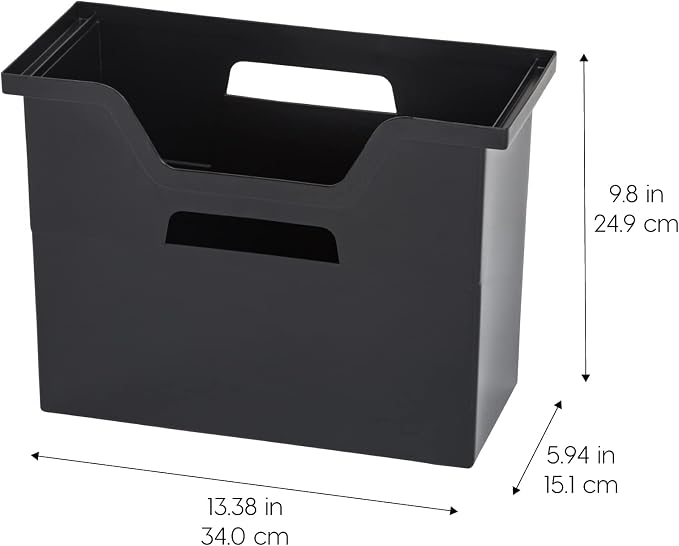 IRIS USA 6-Pack Medium Desktop File Box with Open Lid, Black | Organize paperwork, mail, magazines, and office supplies with portable storage for desks, classrooms, and home workspaces