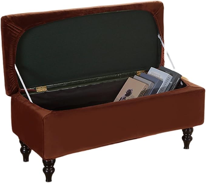 FUANGUI Ottoman Cover Slipcovers Rectangular Folding Stretch | Storage Bench Footrest Sofa Stool Covers Footstool Protector with Elastic Bottom, Removable Washable,Medium