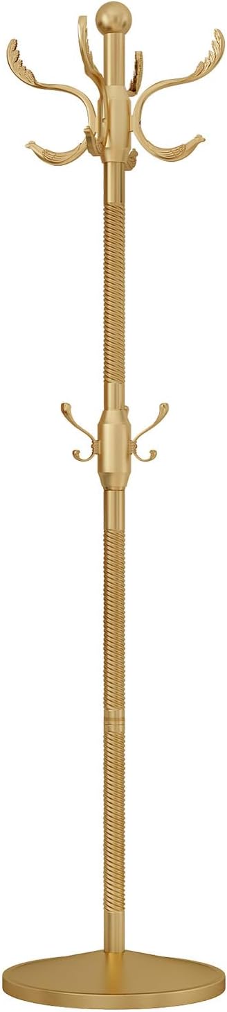 Metal Coat Rack Stand Coat Rack Freestanding with 12 Hooks,Gold | Sturdy Heavy Duty Modern Coats Tree for Bags Clothes Hall Tree Hats Hanger Holder Stand for Entryway Bedroom Hallway Office
