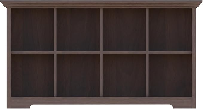 OSCHF 8-Cube Open Bookcase with Base, 2-Tier Low Cabinet, Walnut | Curved Base, Crown Molding, Fits 11×11" Bins, Modern Bookshelf for Living Room, Bedroom, Home Office, TV Stand Storage