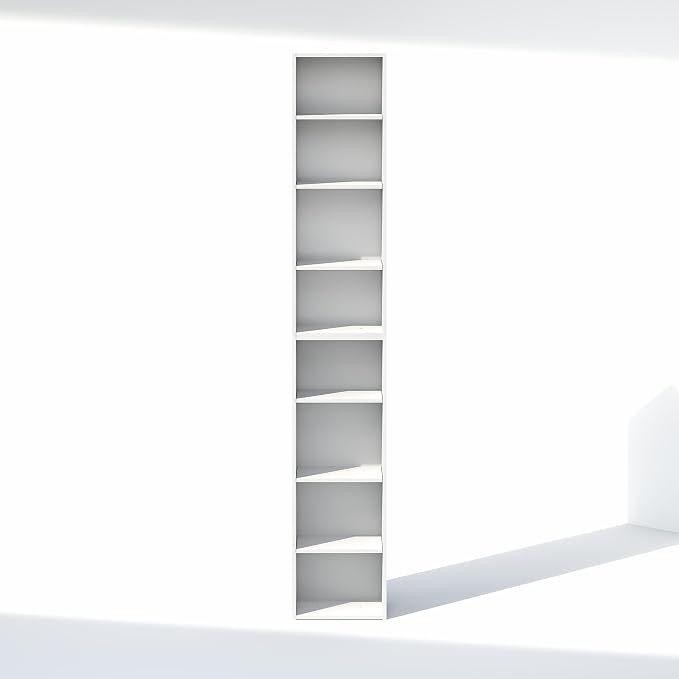 Furinno PASIR 8-Tier Closet Organizers and Storage, Open Shelf, Storage Organizer, 12-Inch Width, for Closet, Bedroom, White